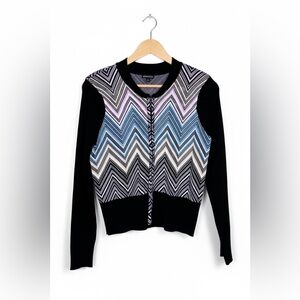 Minnie Rose Chevron Full Zip Sweater M/ L